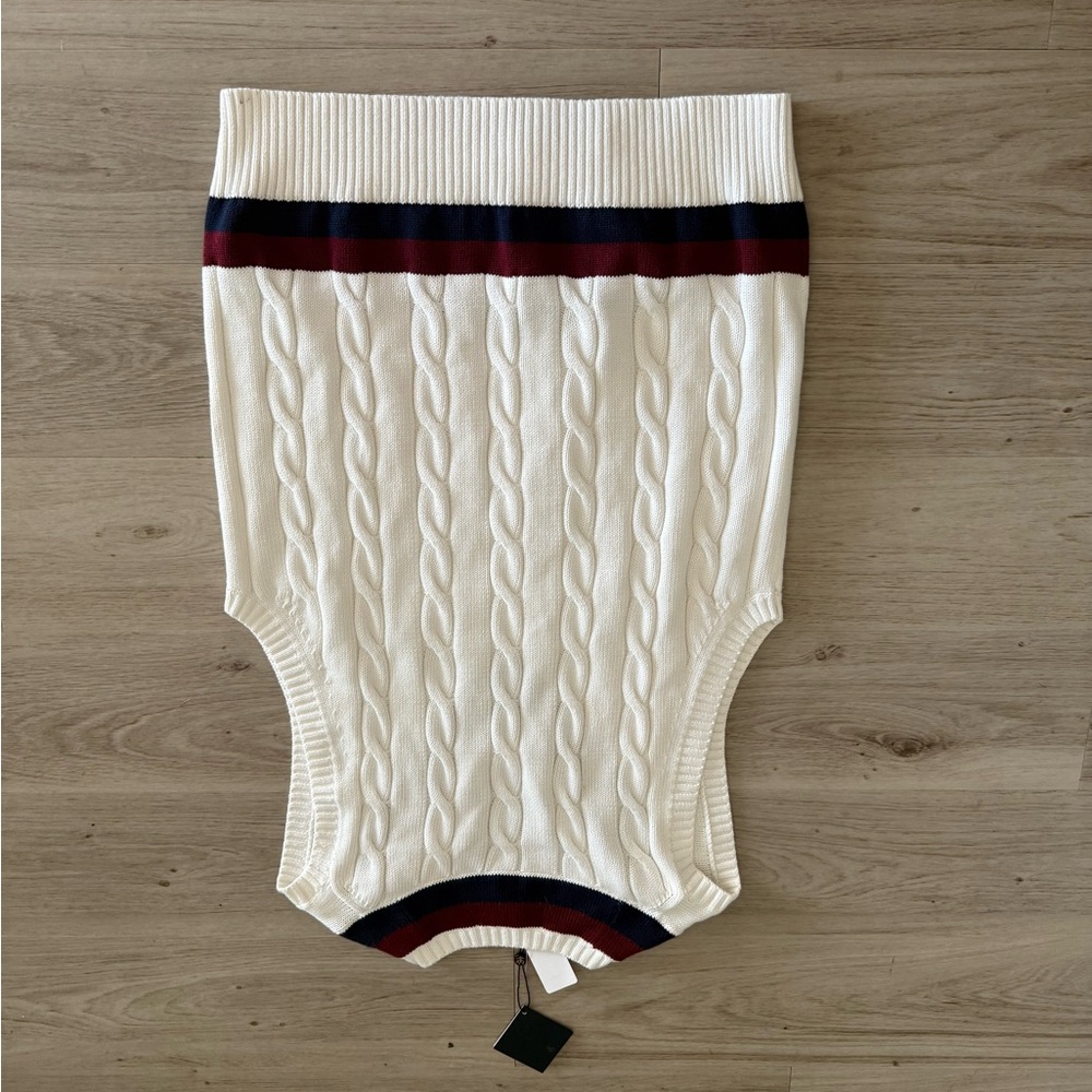 Brooks brothers Cable Knit V-Neck Sweater Vest - White and Navy - Picture 3 of 3